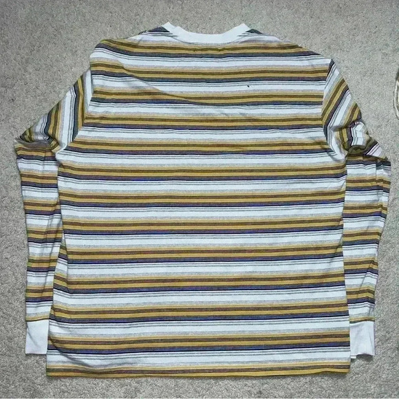 🔥Betweenand Striped Long Sleeve Shirt Medium Yellow Black White Splatter Design - Picture 6 of 8